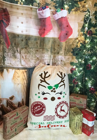 Santa Gift Bag Girl Reindeer